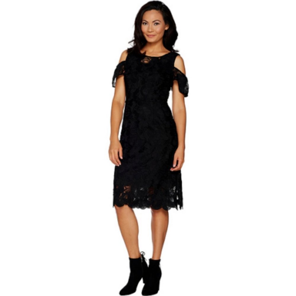 NWT ISAAC MIZRAHI LACE FLUTTER SLV SHEATH DRESS 20